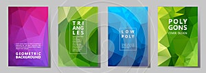 Facet polygonal abstract cover pages, low poly set