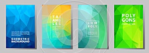 Facet polygonal abstract cover pages, low poly set