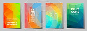 Facet polygonal abstract cover pages, low poly set