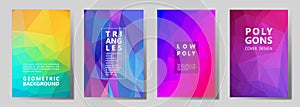 Facet polygonal abstract cover pages, low poly set