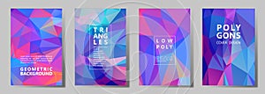 Facet polygonal abstract cover pages, low poly set