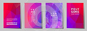 Facet polygonal abstract cover pages, low poly set