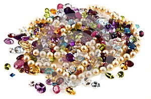 Faceted gemstones with pearls