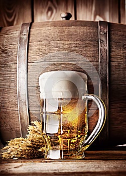 Faceted mug of light beer