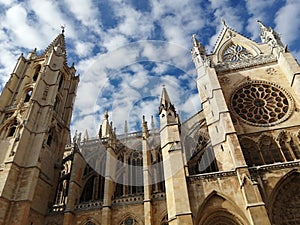 Fachada sur de la Catedral de LeÃÂ³n, EspaÃÂ±a photo