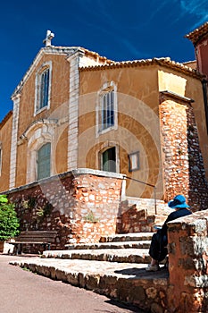 Fachade of Eglise Saint Michel at Roussillon in France photo