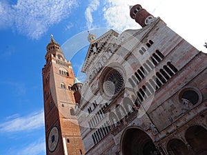 Fachade of Santa Maria Assunta in Cremona, main square Duomo, Italy photo