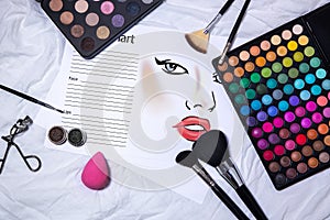 Facechart makeup template for drawing cosmetics photo