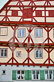 Half-timbered house, resilient architecture, geometric patterns photo