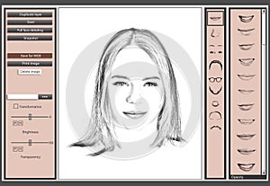 Facial composite software for reconstructing suspected person`s face photo