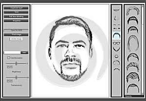 Facial composite software for reconstructing suspected person`s face photo