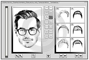 Facial composite software for reconstructing suspected person`s face photo
