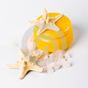 Facial creme, seasalt and seastar photo