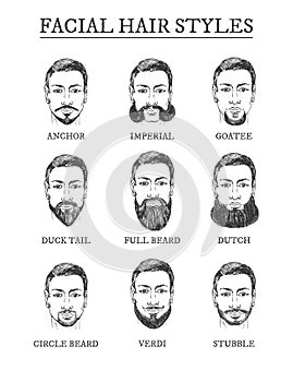 Facial hair styles barber guide set