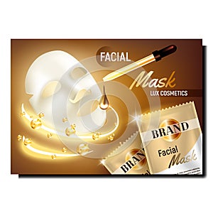 Facial Mask Lux Cosmetics Promo Banner Vector
