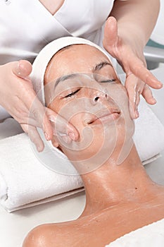 Facial massage at beautician