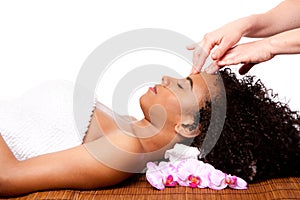 Facial massage in beauty spa