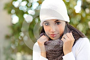 Facial portrait of a beautiful arab woman outdoor