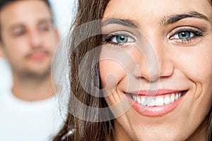 Facial portrait of teen with toothy smile