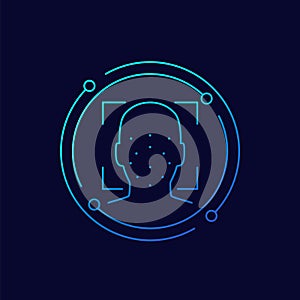 facial recognition icon, biometric face scanning