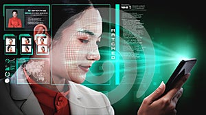 Facial recognition technology scan and detect people face for identification