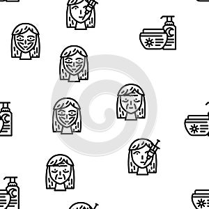 Facial Skin Care And Treatment Vector Seamless Pattern