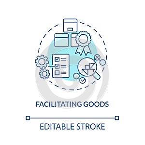 Facilitating goods blue concept icon