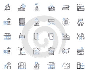 Facility Maintenance line icons collection. Repairs, Cleaning, Inspections, Upkeep, Maintenance, Sanitation