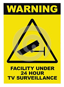 Facility protected by video surveillance text sign