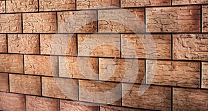 Facing brick laying. Facing bricks wall texture, masonry of facing brick