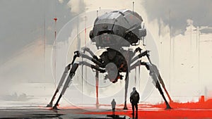 Facing the giant spider robot