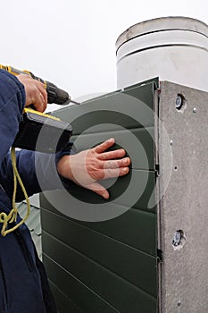 Facing a new chimney on a new two-story house