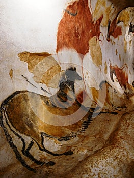 Facsimile reproduction several horses from Lascaux cave in Dordogne