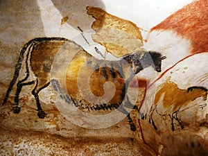 Facsimile reproduction several horses from Lascaux cave in Dordogne