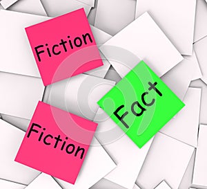 Fact Fiction Post-It Notes Mean Correct Or Falsehood photo
