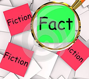 Fact Fiction Post-It Papers Show Factual Or Untrue photo