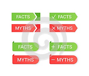 Fact Myth grunge rubber stamps. Vector illustration