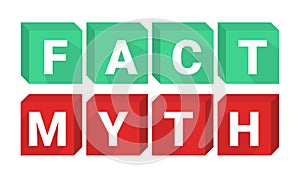 Fact myth sign. Concept of thorough fact-checking or easy compare evidence.