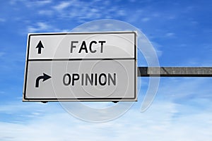 Fact versus opinion road sign