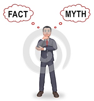 Fact Vs Myth Thinking Describes Truthful Reality Versus Deceit - 3d Illustration photo
