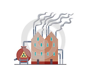 Factori or power plant flat design of vector illustration. Manufactory industrial building refinery factory or Nuclear photo