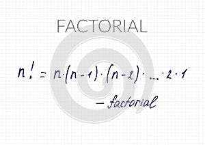 Factorial formula. Vector mathematical theorem