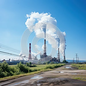 Factories emit smoke pollution and cause air pollution in the afternoon and evening