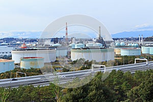 Factories in Keihin industrial region in Yokohama, Kanagawa, Japan