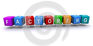 Factoring word block on white