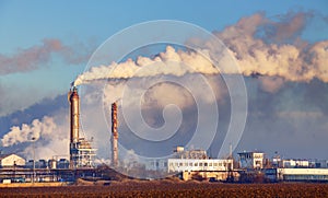 Factory with air pollution