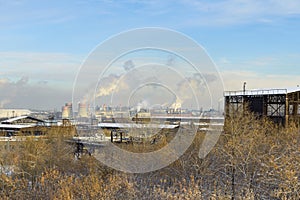 Factory area, the smoking pipe, pollution