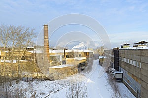 Factory area, the smoking pipe, pollution