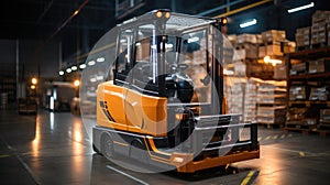 Factory Automation with AGV and robotic arm in transportation, Factory 4.0 concept