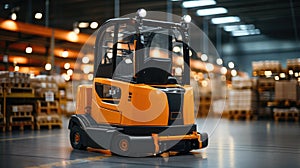 Factory Automation with AGV and robotic arm in transportation, Factory 4.0 concept